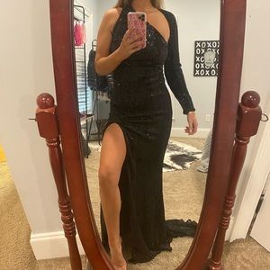 Black sequin prom dress
